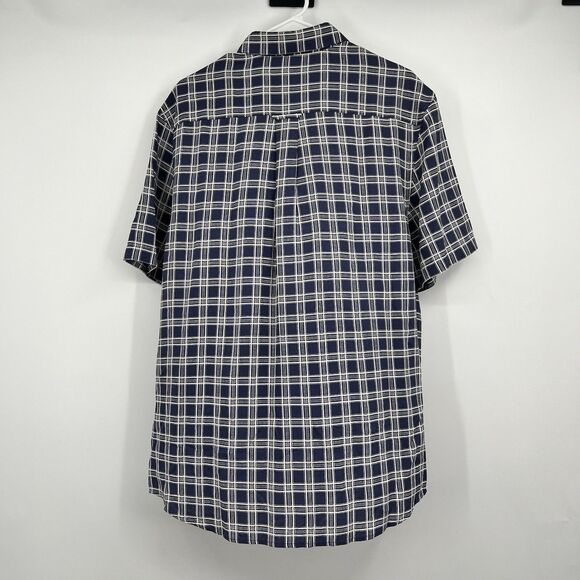 Mens Nat Nast Luxury SS Shirt L Silk Blend Blue White Check Casual - Picture 3 of 9